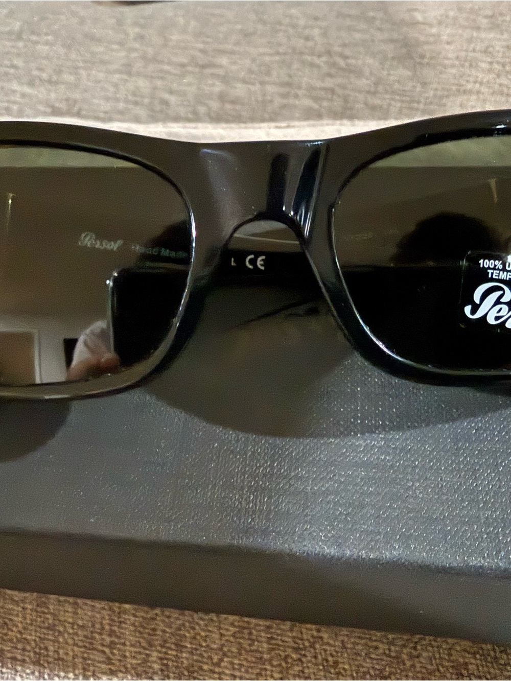 Persol Black Sunglasses with Dark Green Lenses